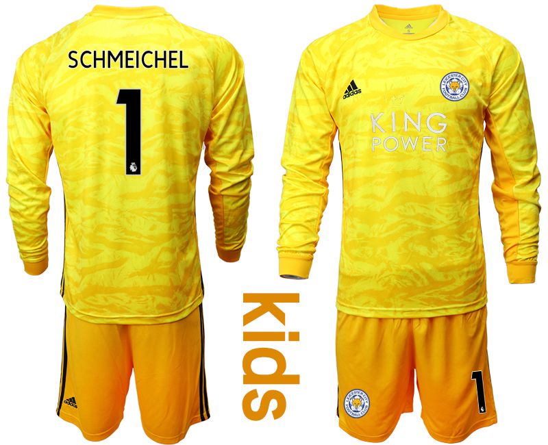 Youth 2019-2020 club Leicester City yellow goalkeeper long sleeve #1 Soccer Jerseys